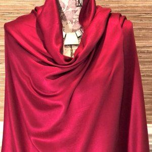 Solid Reversible Silk Blended Shawl in Magenta & Red